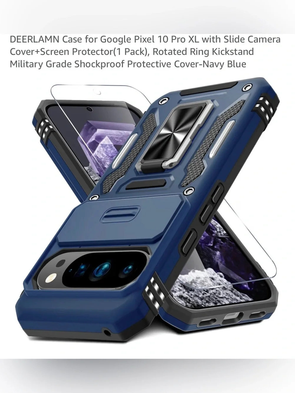 Navy Blue Protective Case with Kickstand for Google Pixel 10 Pro XL NEW
